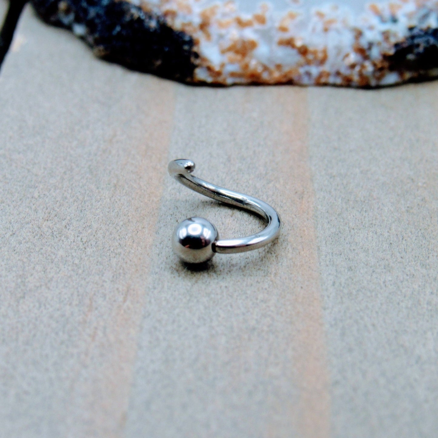 16g Cartilage piercing fixed bead ring silver ear piercing hoop 316L stainless steel annealed tragus daith earring 3mm ball - Siren Body Jewelry