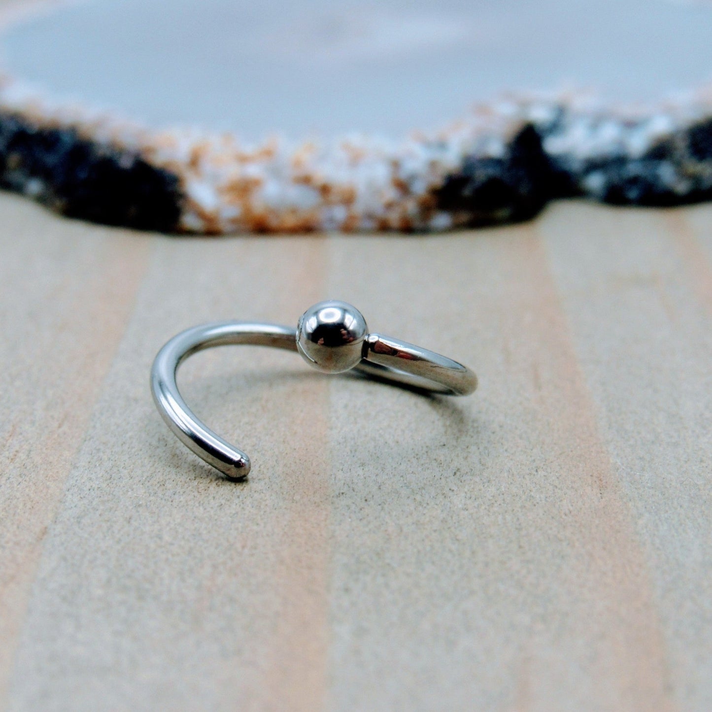 16g Cartilage piercing fixed bead ring silver ear piercing hoop 316L stainless steel annealed tragus daith earring 3mm ball - Siren Body Jewelry