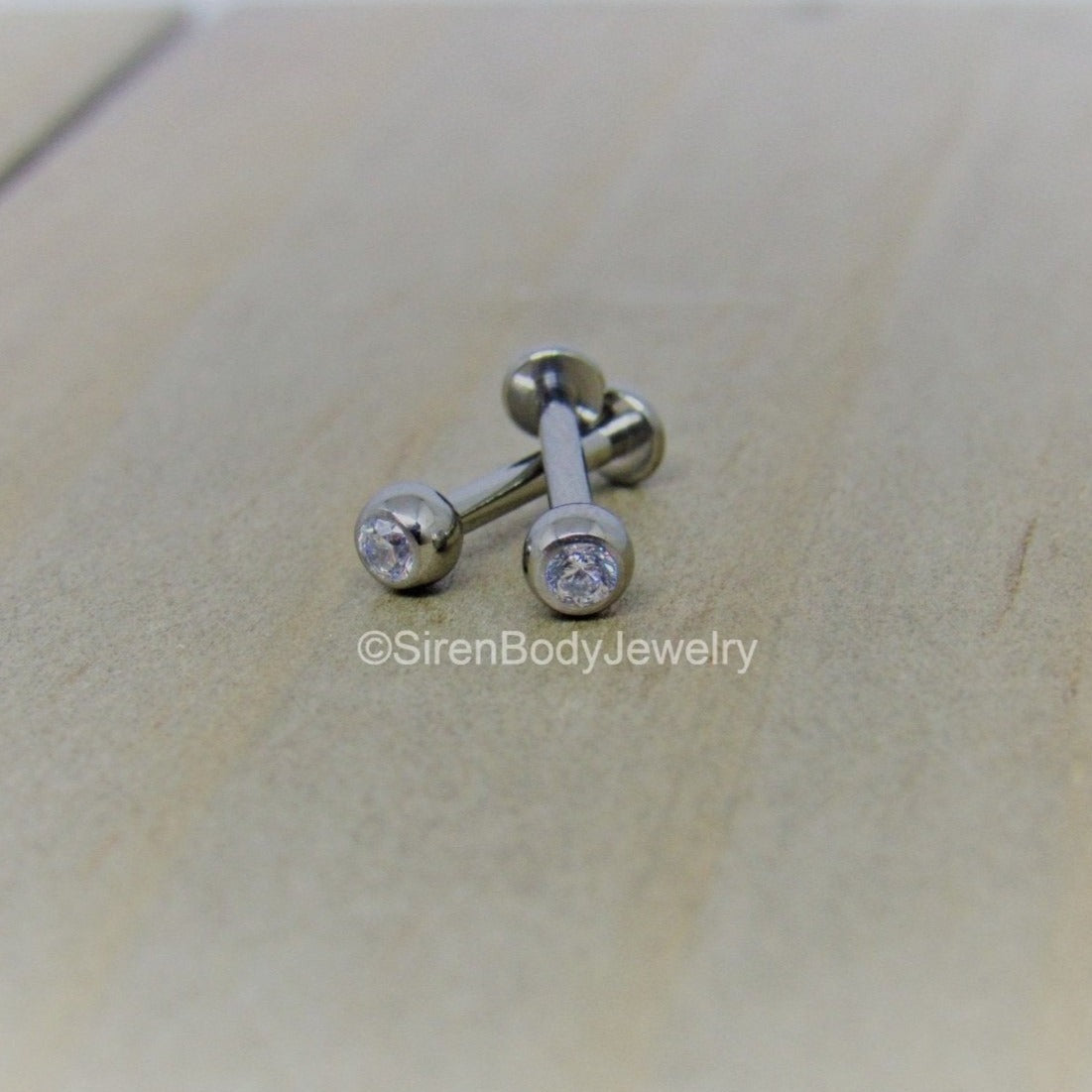 16g 3mm gemstone titanium flat back earring set