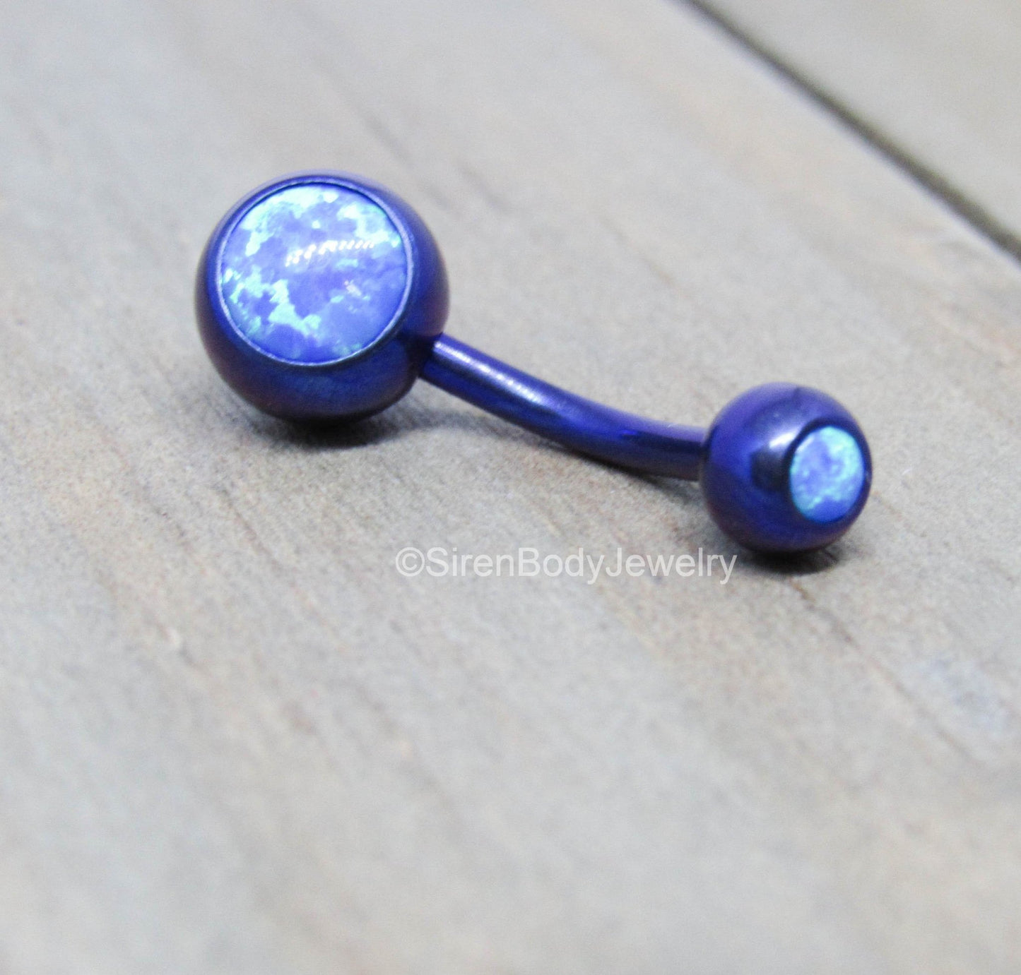 14g titanium opal belly button piercing barbell