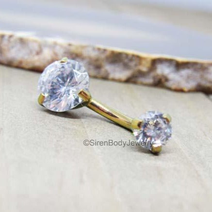 14K Solid Yellow Gold Internally Threaded Belly Bar Price 