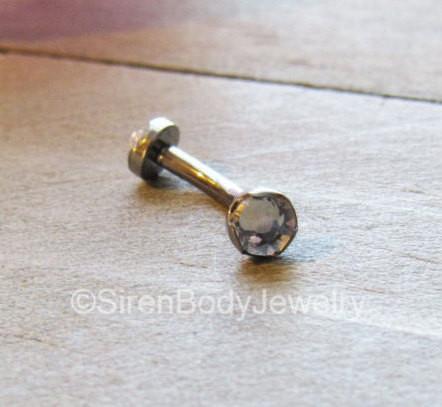 Rook piercing jewelry 16g curved barbell silver daith earring bar gem vertical labret ring internally threaded titanium body jewelry rings 1 - SirenBodyJewelry