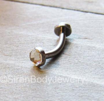 Rook piercing jewelry 16g curved barbell silver daith earring bar gem vertical labret ring internally threaded titanium body jewelry rings 1 - SirenBodyJewelry