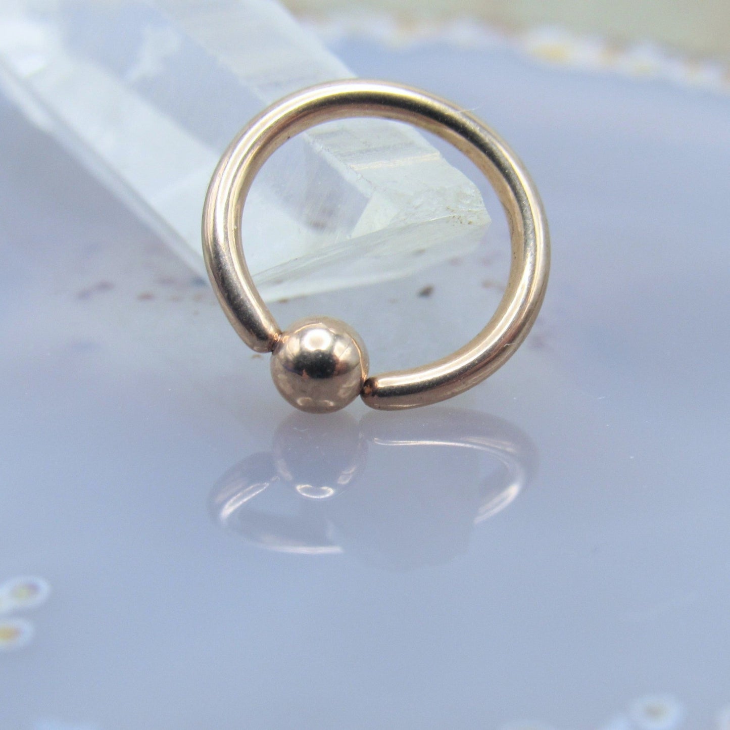 Rose gold fixed bead ring 16g 5/16" diameter ear helix earlobe cartilage piercing body jewelry hoop 3mm bead - Siren Body Jewelry
