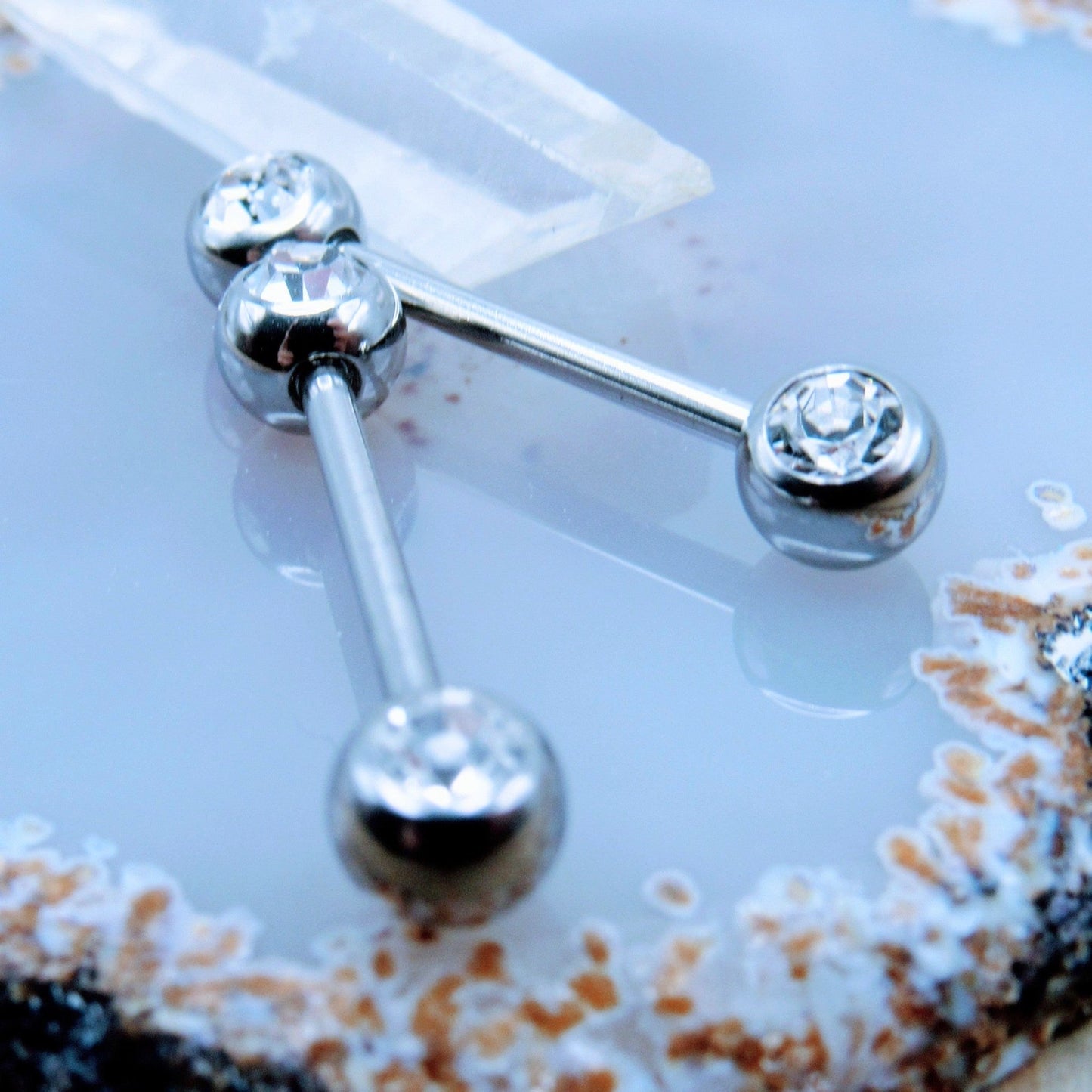 Silver Nipple Piercing Jewelry Set Bezel CZ Gemstones - Siren Body Jewelry