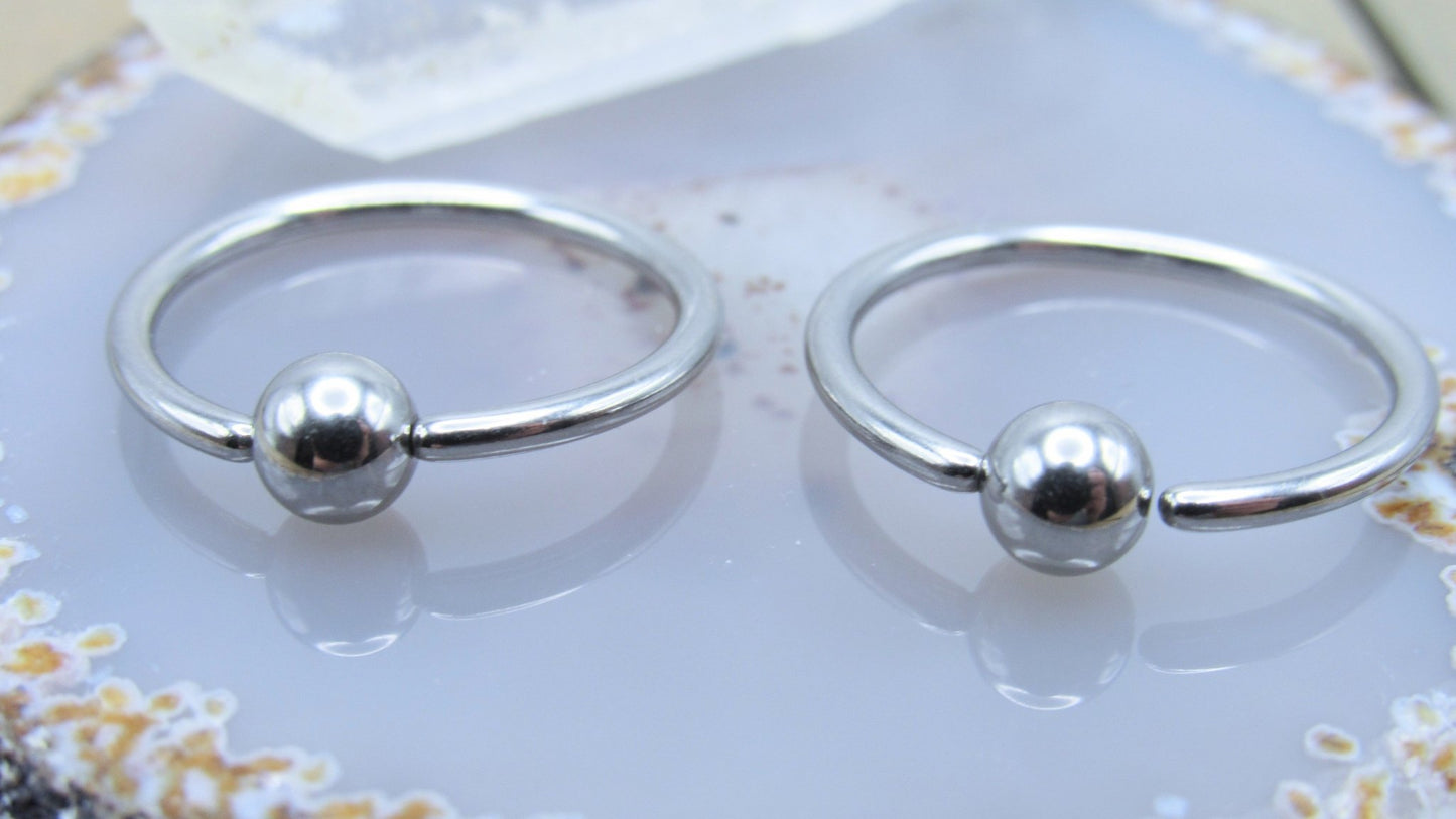 Stainless steel 14g 5/8" fixed bead ring ear nipple body piercing hoop set annealed easy bend - Siren Body Jewelry