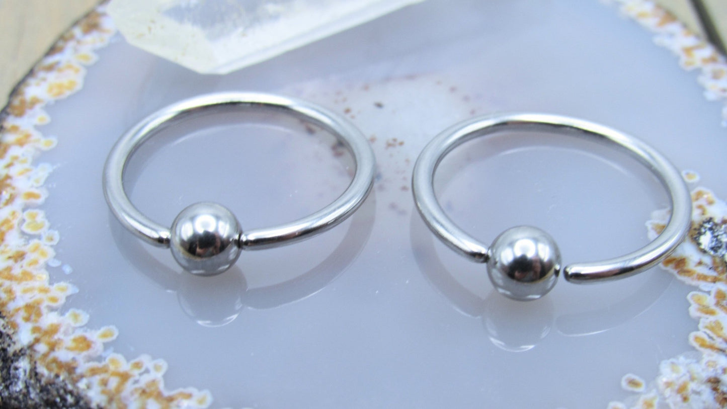 Stainless steel 14g 5/8" fixed bead ring ear nipple body piercing hoop set annealed easy bend - Siren Body Jewelry