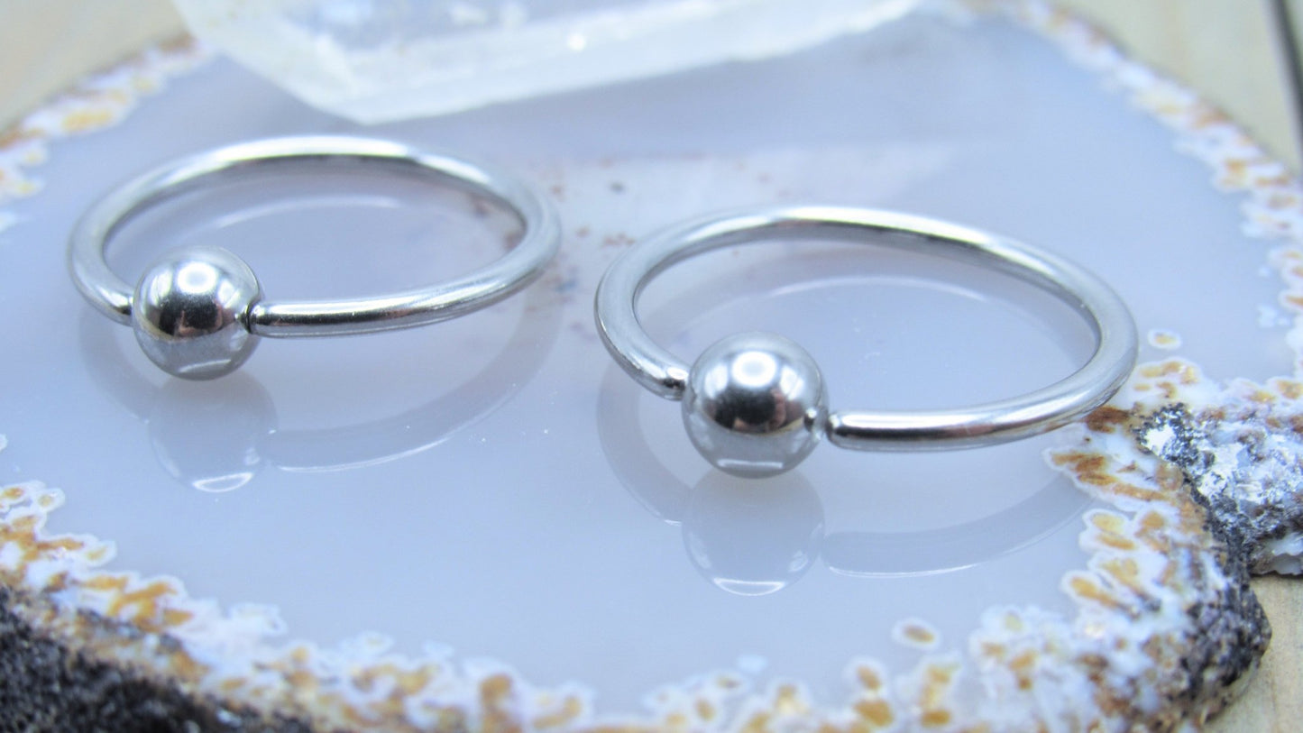 Stainless steel 14g 5/8" fixed bead ring ear nipple body piercing hoop set annealed easy bend - Siren Body Jewelry