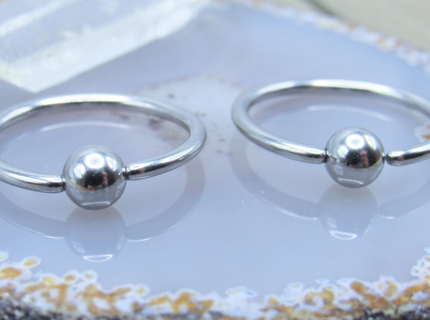 Stainless steel 14g 5/8" fixed bead ring ear nipple body piercing hoop set annealed easy bend - Siren Body Jewelry