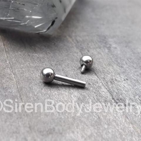 Titanium 16g barbell helix stud tragus piercing earring ball back 1/4-5/16" length internally threaded titanium tiny conch stud - SirenBodyJewelry