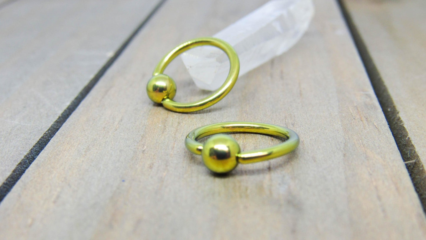 Titanium captive bead rings 14g nipple piercing hoops hypoallergenic 1/2" diameter pair - SirenBodyJewelry