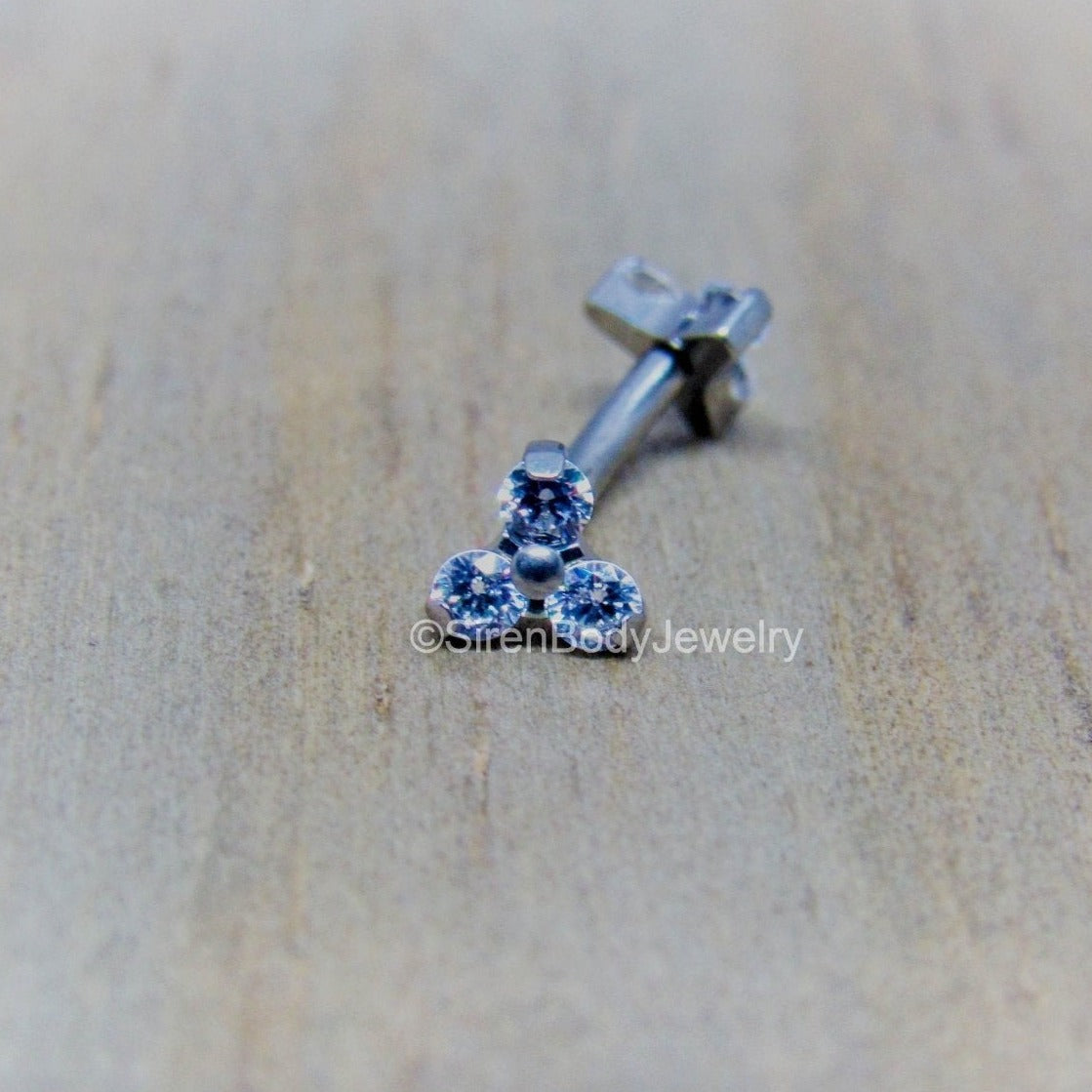 Titanium rook cluster curved barbell 16g internally threaded 5/16" hypoallergenic vertical labret bar - SirenBodyJewelry