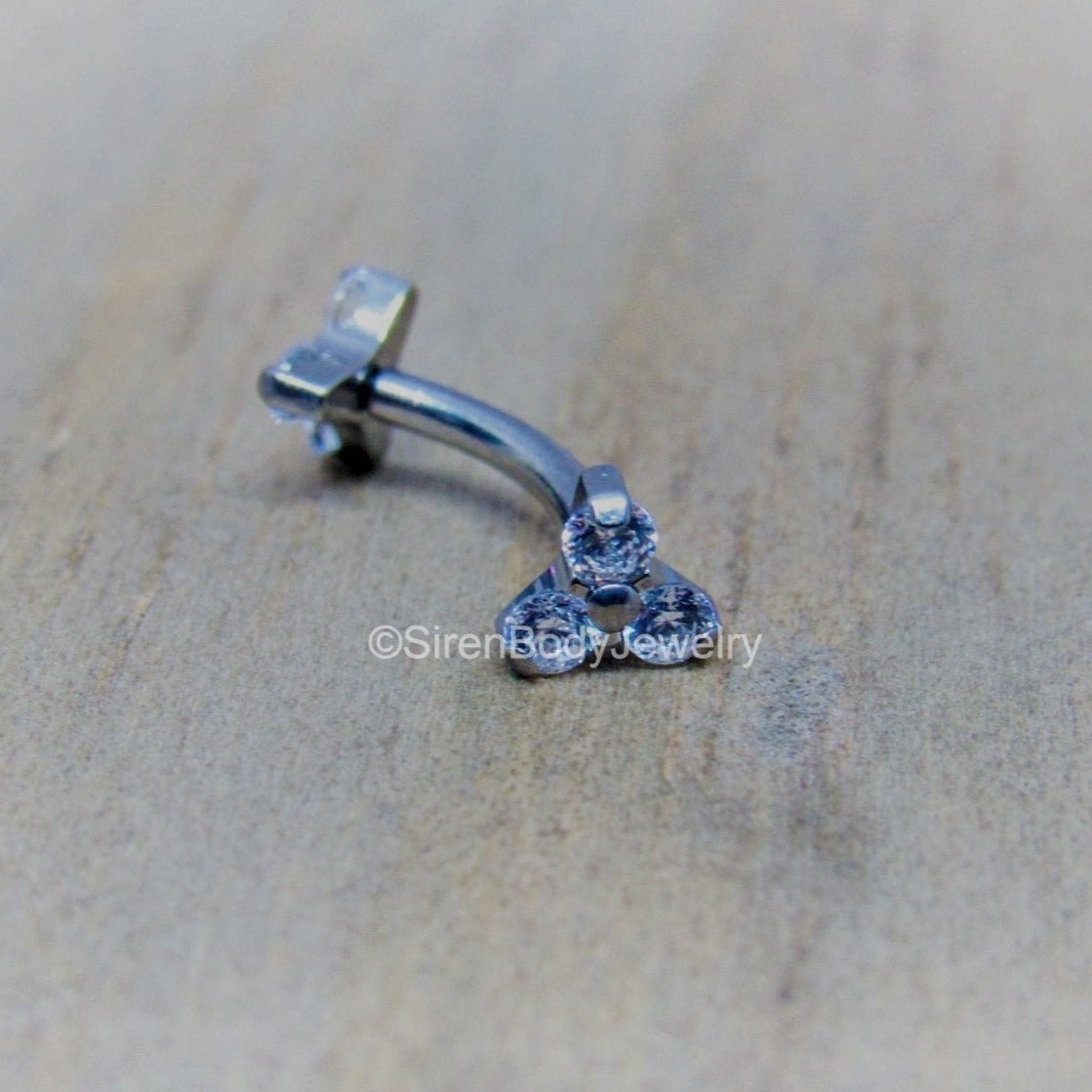 Titanium rook cluster curved barbell 16g internally threaded 5/16" hypoallergenic vertical labret bar - SirenBodyJewelry