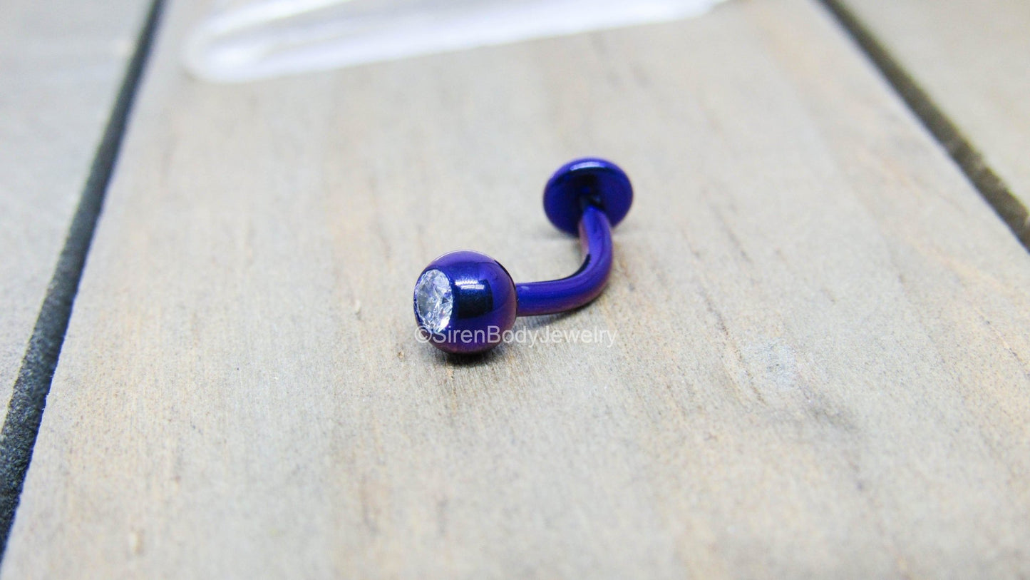 Titanium white opal VCH jewelry 14g 3/8"-7/16" floating navel piercing barbell internally threaded - SirenBodyJewelry