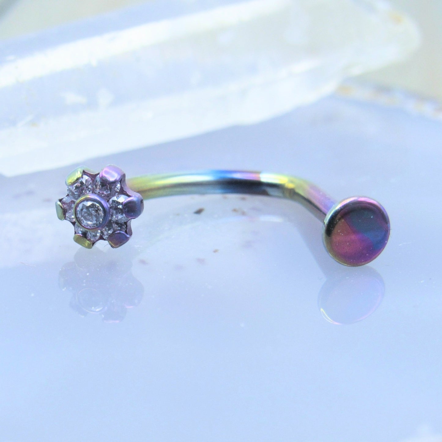 rainbow j curve navel piercing barbell belly ring