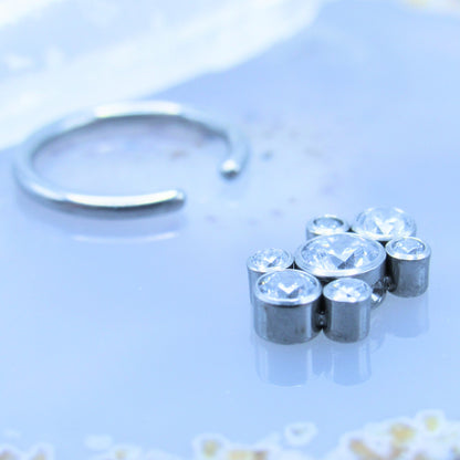 cz gemstone cluster earring silver captive bead ring style
