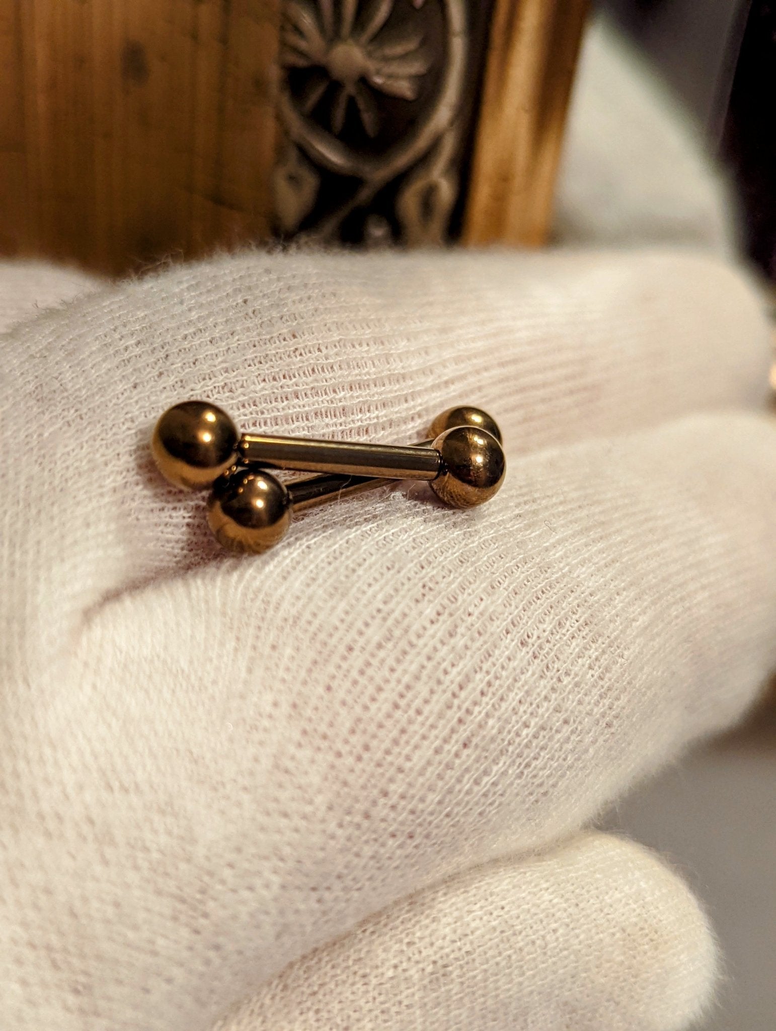 12g Titanium nipple piercing barbells 1/2"-5/8" straight bars internally threaded 5mm ball ends pair - Siren Body Jewelry