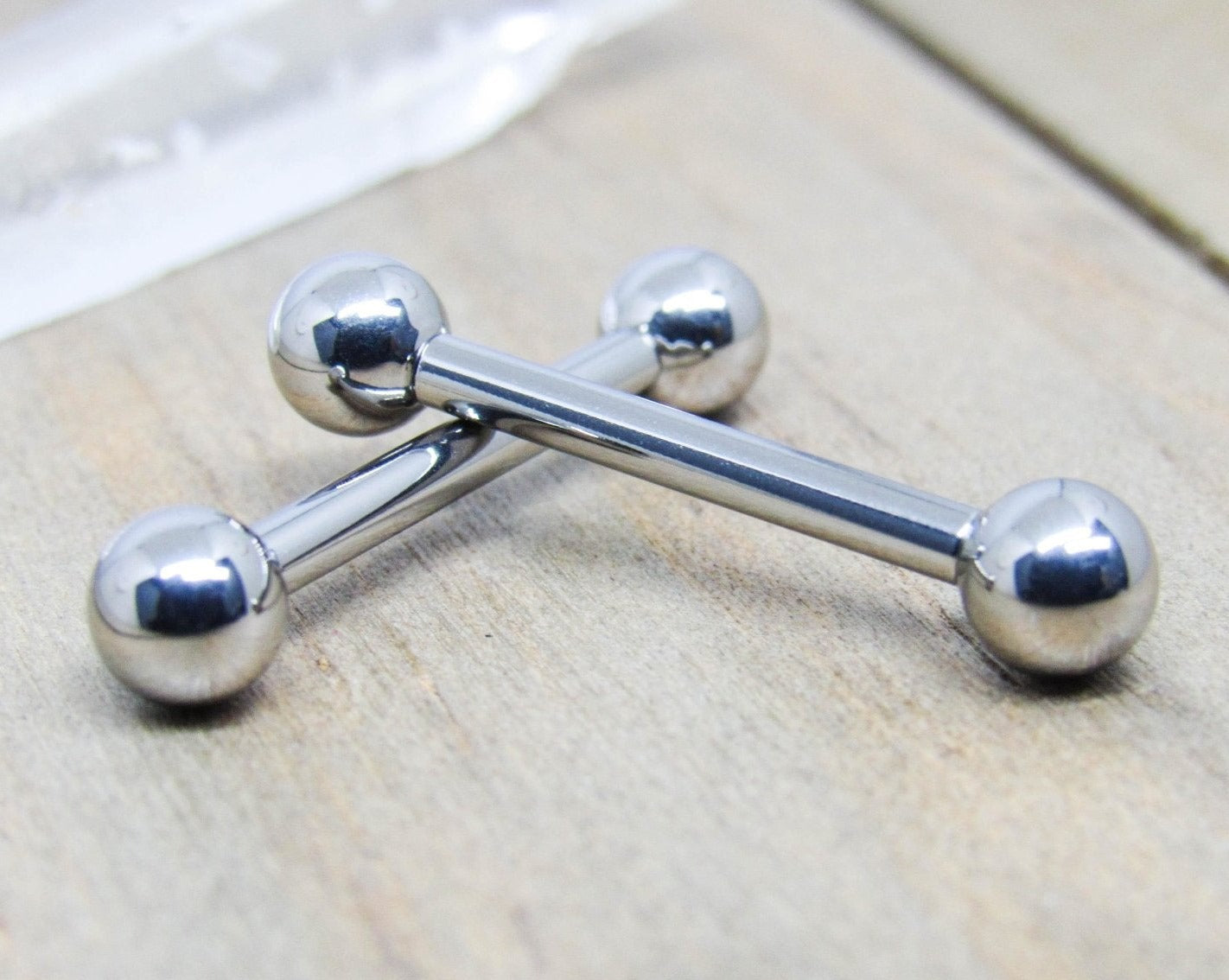 12g Titanium nipple piercing barbells 5/8" straight bars internally threaded 5mm ball ends pair - SirenBodyJewelry