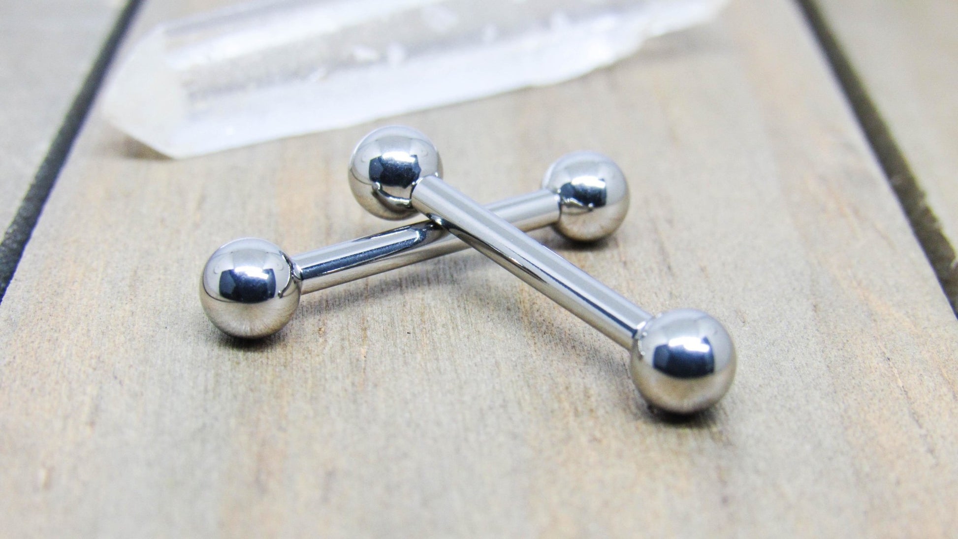12g Titanium nipple piercing barbells 5/8" straight bars internally threaded 5mm ball ends pair - SirenBodyJewelry