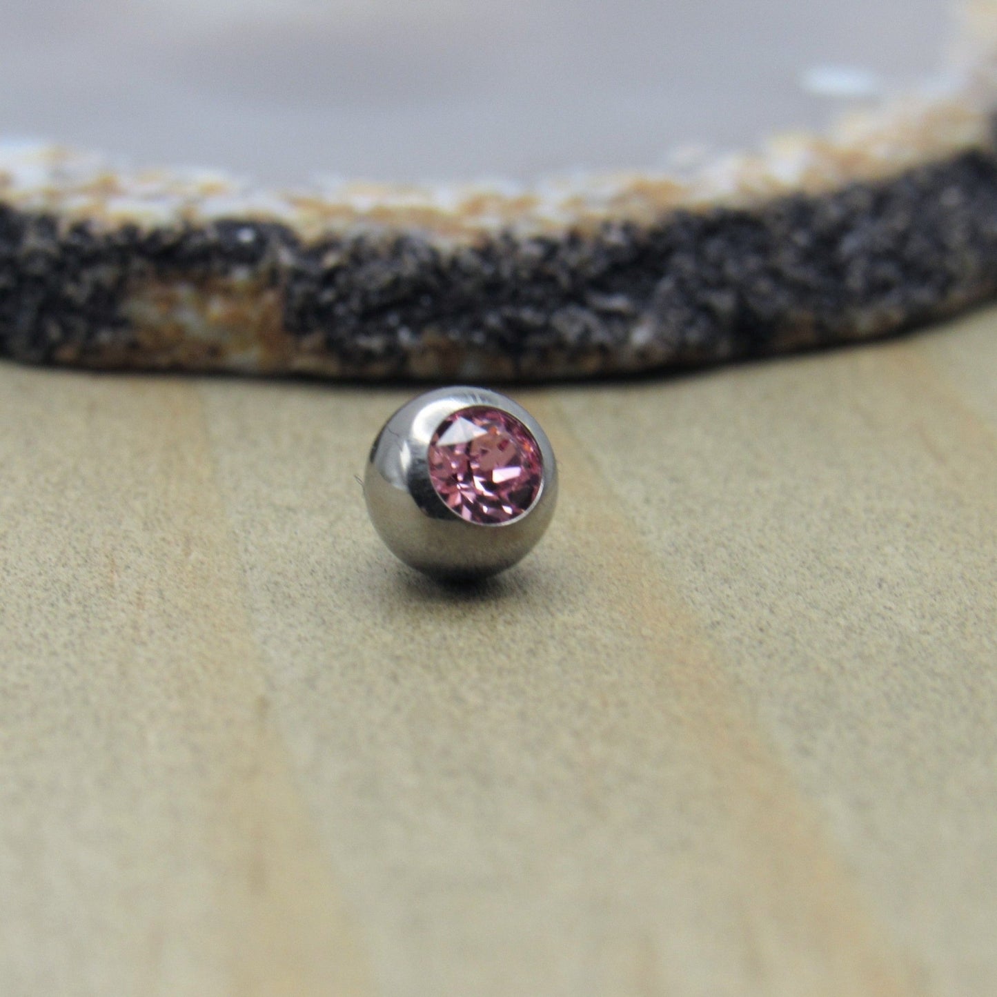 14g 5mm Pink CZ gemstone titanium threaded ball ends replacement body jewelry part - Siren Body Jewelry