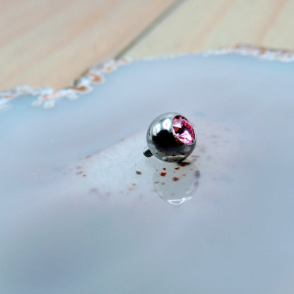 14g 5mm Pink CZ gemstone titanium threaded ball ends replacement body jewelry part - Siren Body Jewelry