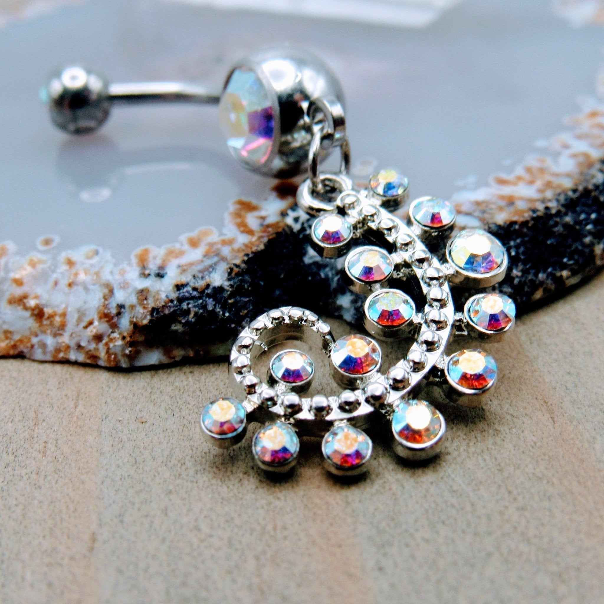 Double gem sale belly button rings