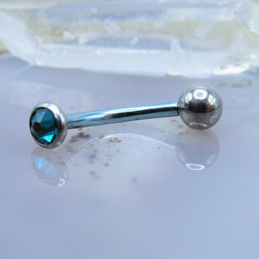 14g Gemstone floating navel belly ring internally threaded VCH body piercing jewelry 5mm bezel 5mm gemstone ball - Siren Body Jewelry