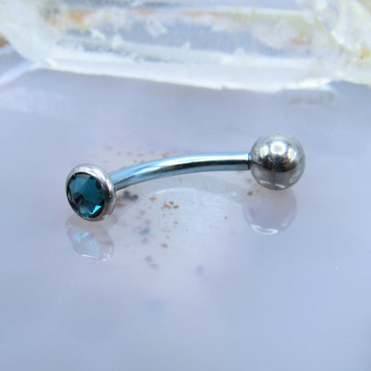 14g Gemstone floating navel belly ring internally threaded VCH body piercing jewelry 5mm bezel 5mm gemstone ball - Siren Body Jewelry