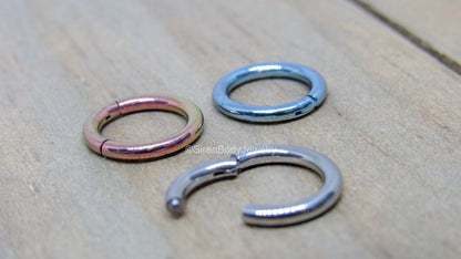 14g Titanium hinged segment ring 5/16”-1/2" diameter easy click in septum nipple hoop ring hypoallergenic - SirenBodyJewelry