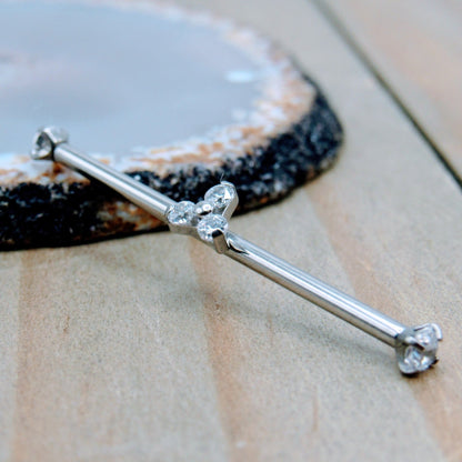 14g gemstone titanium industrial piercing barbell