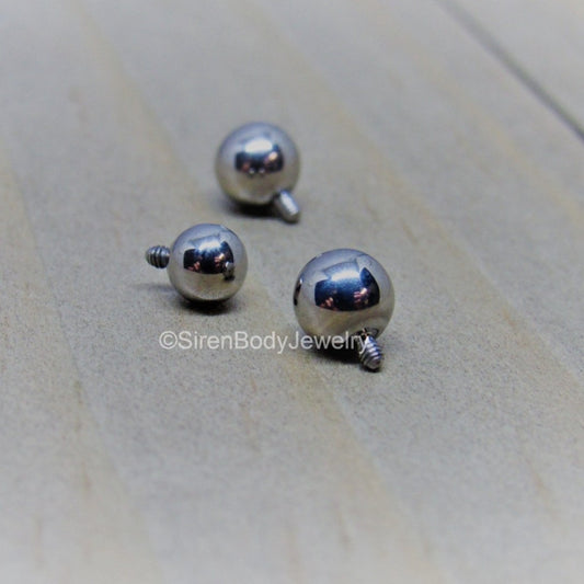 14g Titanium internally threaded replacement ball end 4mm 5mm spare plain bead ends - SirenBodyJewelry