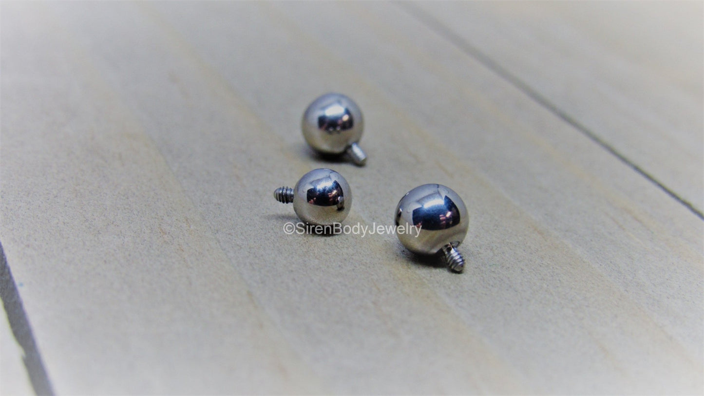 14g Titanium internally threaded replacement ball end 4mm 5mm spare plain bead ends - SirenBodyJewelry