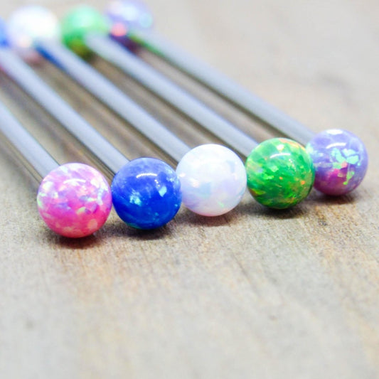 14g Titanium opal industrial piercing barbell 1 1/4"-1 1/2" pick your length color internally threaded - SirenBodyJewelry