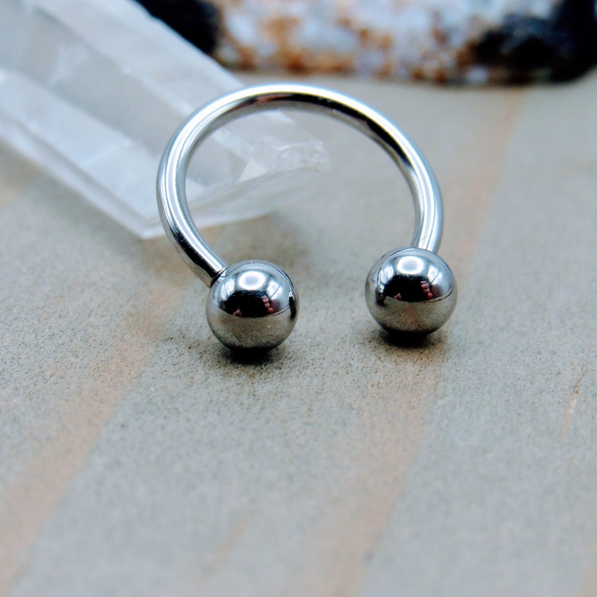 Stainless steel horseshoe ear piercing hoop earring 16g 3/8" diameter –  Siren Body Jewelry
