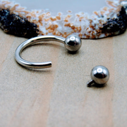 16g Circular piercing barbell 3/8" internally threaded curved bar horseshoe septum earlobe daith piercing earring - Siren Body Jewelry