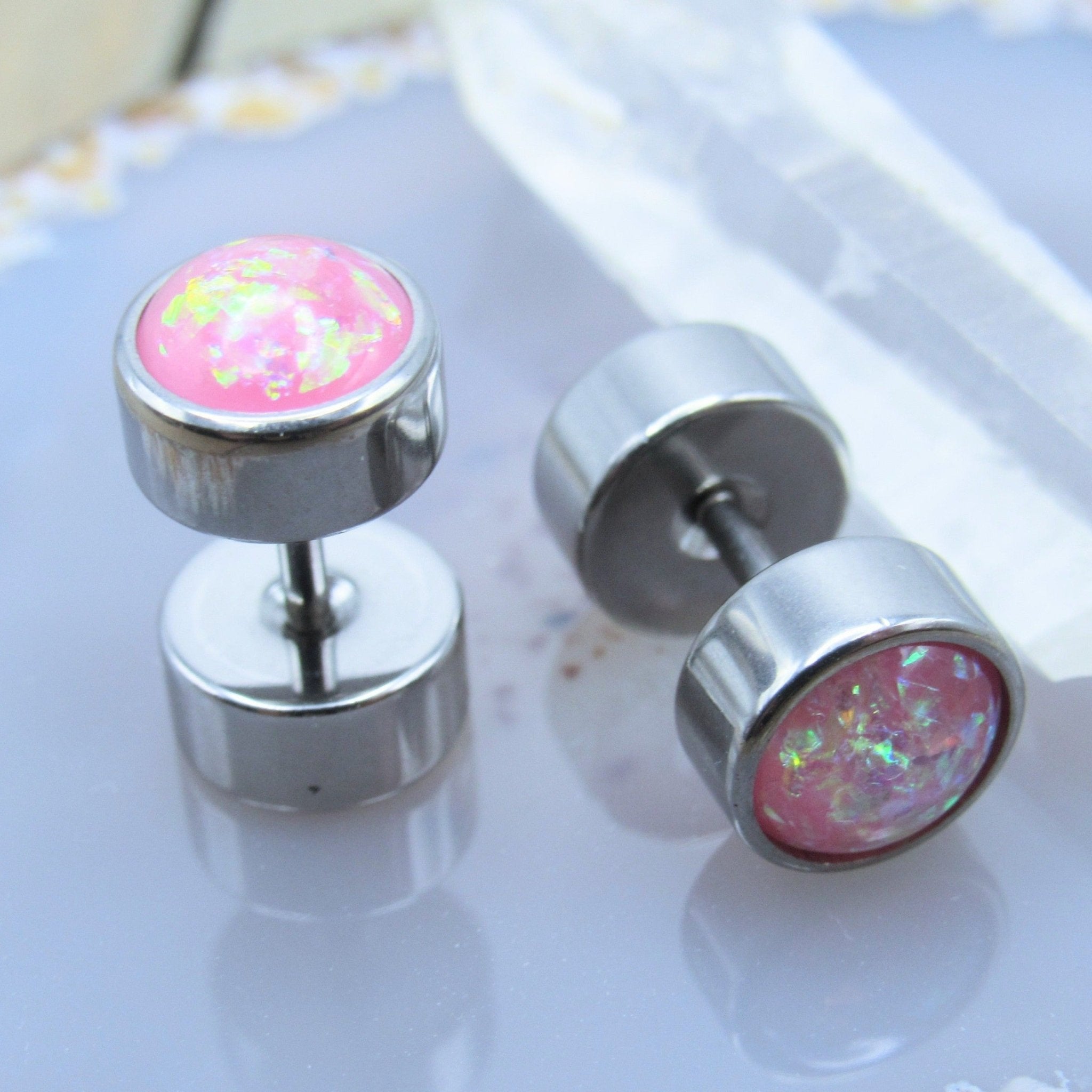 Fake Plug Earrings Shell Inlay Split Gauge Boho Organic Jewelry  Bridge  Street Bazaar