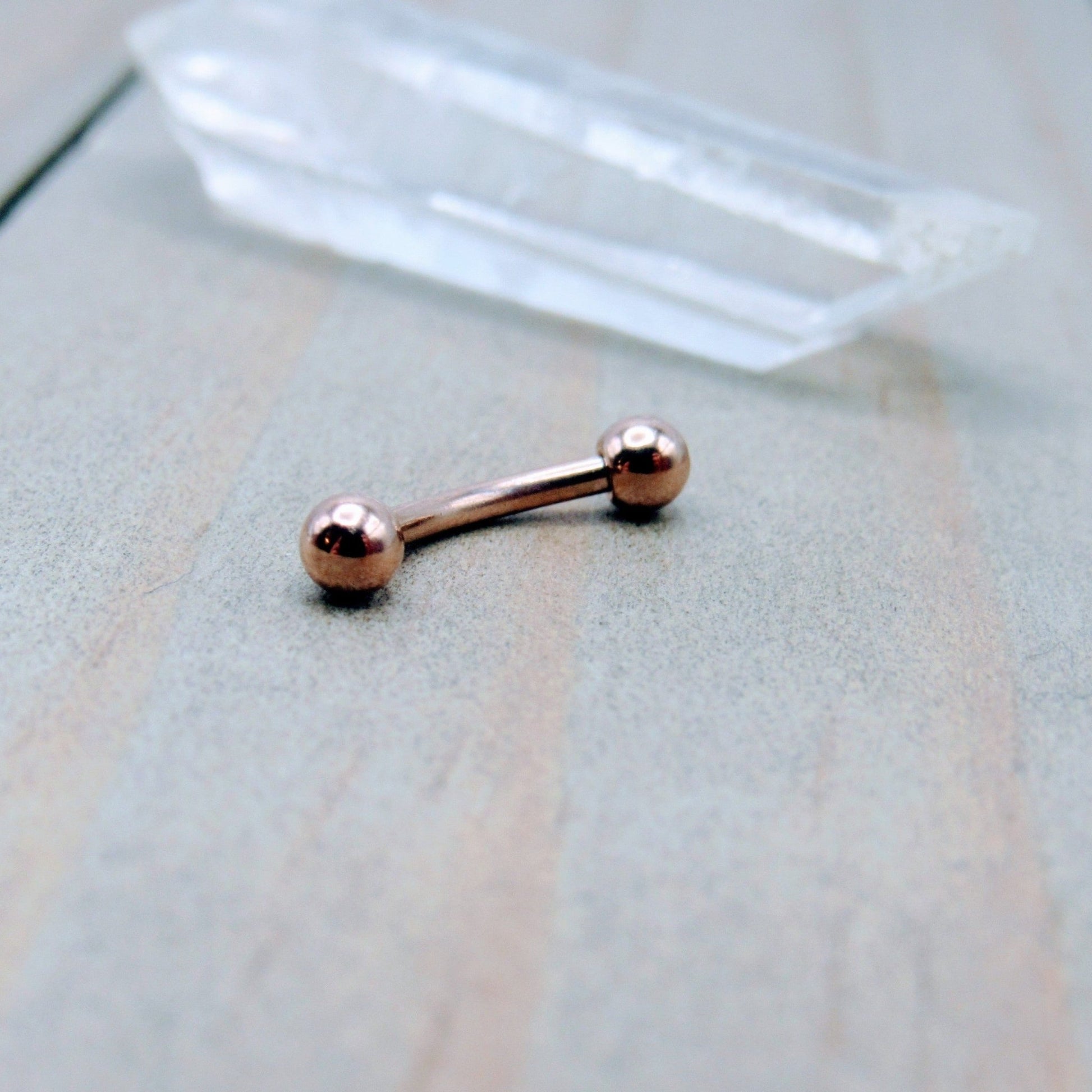 16g Rose gold curved barbell 5/16" rook daith eyebrow body piercing ring 3mm ball ends - Siren Body Jewelry