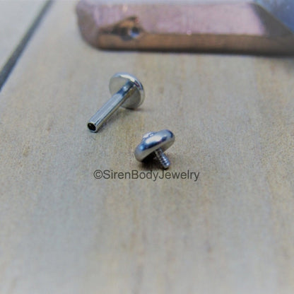 16g 4mm bezel set clear gemstone titanium flat back labret stud