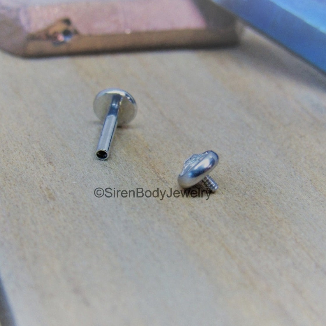 16g cz gemstone titanium flat back labret stud earring 
