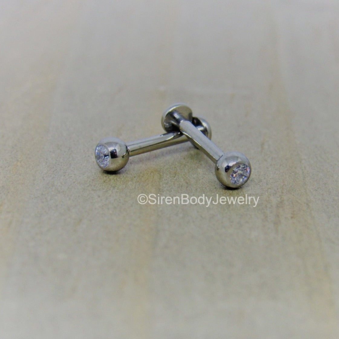 16g titanium flat back earring stud set 3mm gemstone ball ends