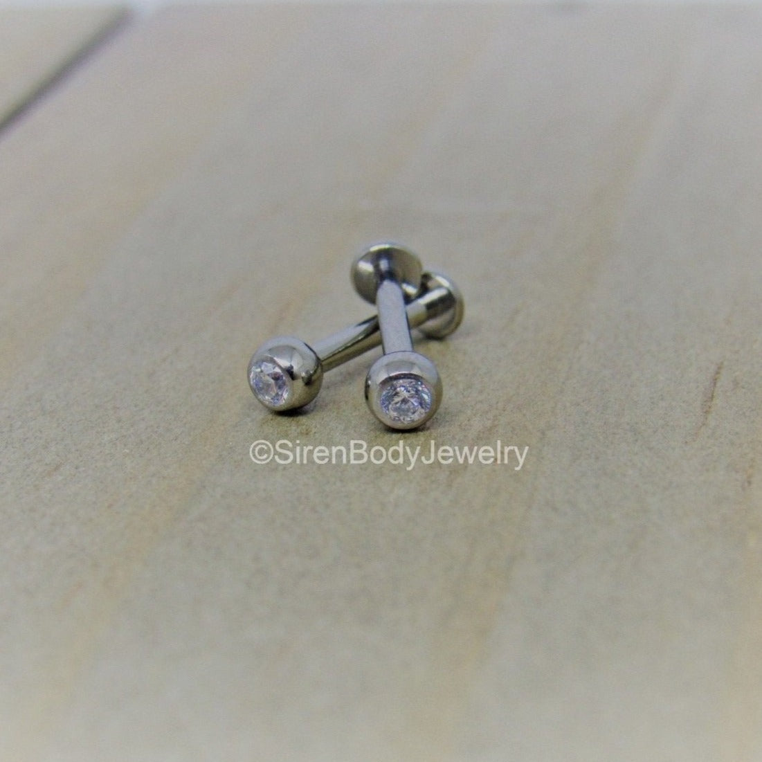 16g 3mm gemstone titanium flat back earring set 