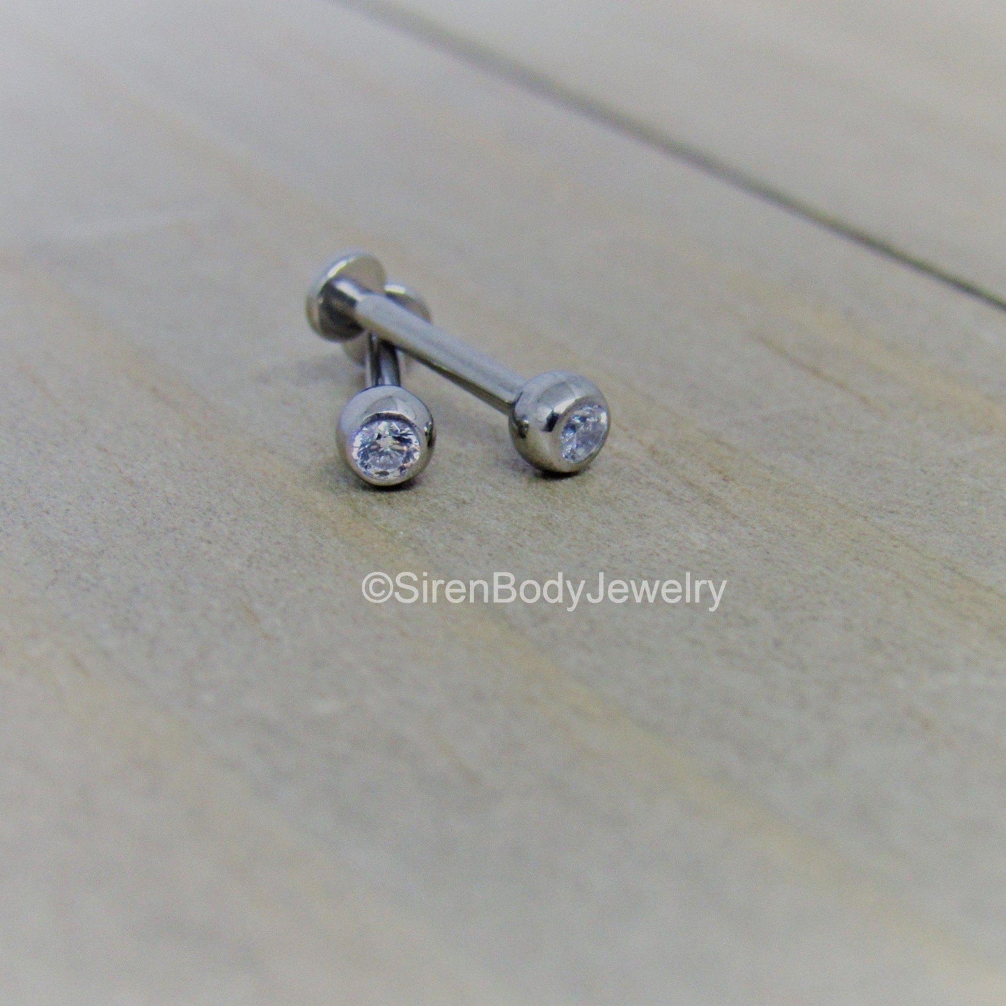 16g titanium gemstone flat back earring stud set
