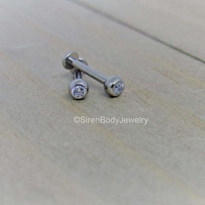 16g titanium gemstone flat back earring stud set