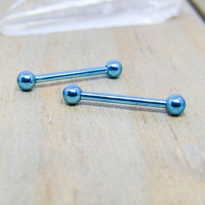 16g Titanium nipple piercing barbell set internally threaded 5/8" length 3mm ball ends