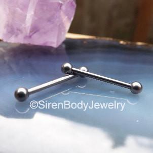 16g Titanium nipple piercing barbell set internally threaded 5/8" length 3mm ball ends - Siren Body Jewelry