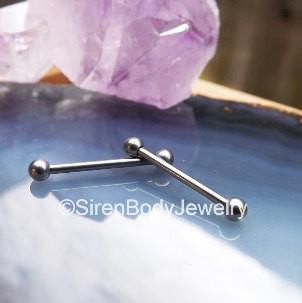 16g Titanium nipple piercing barbell set internally threaded 5/8" length 3mm ball ends - Siren Body Jewelry