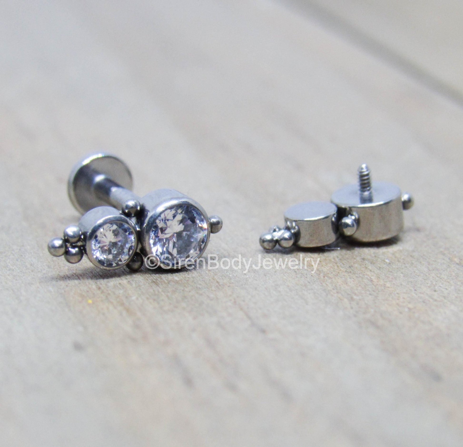 16g double gemstone conch piercing stud earring titanium 