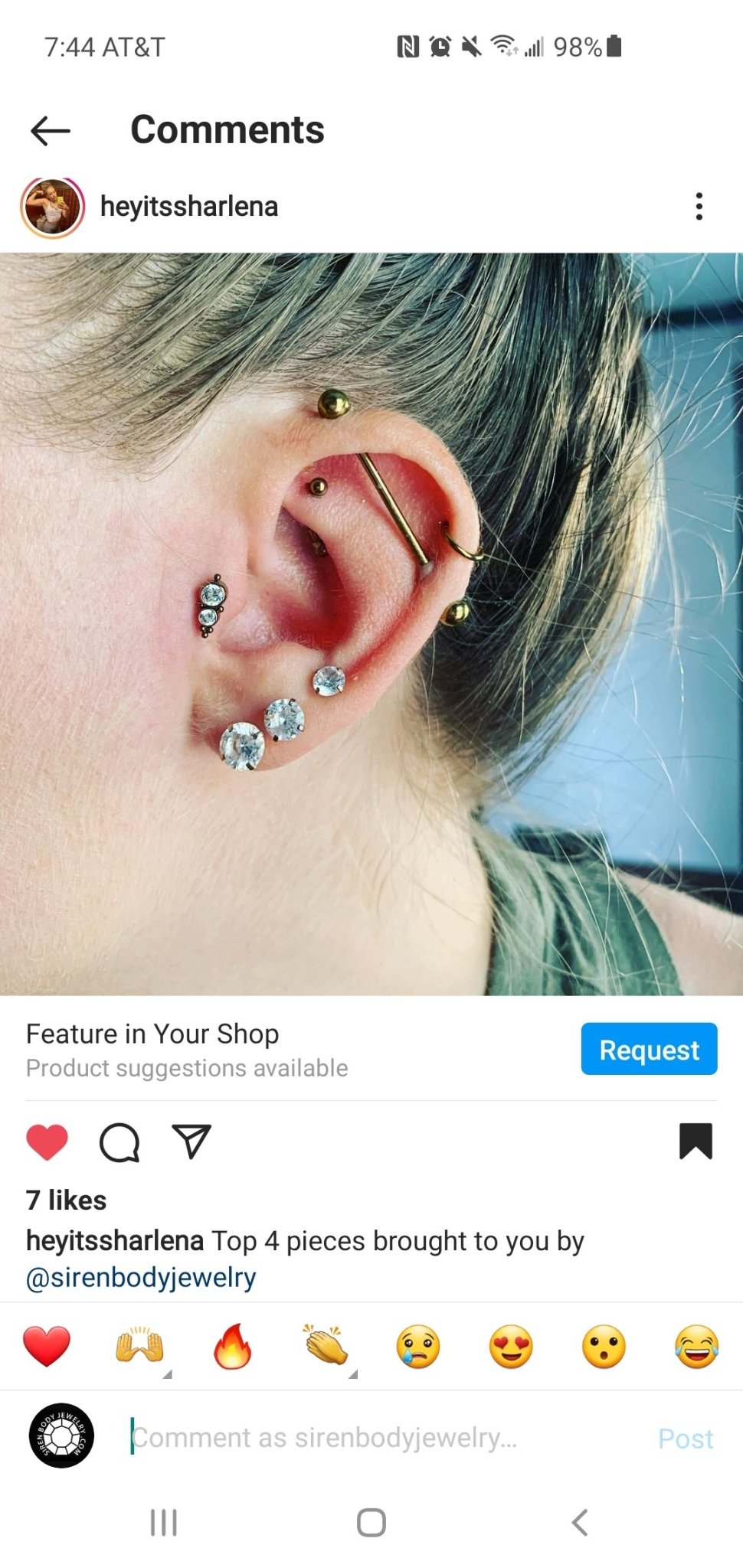 16g tragus piercing gemstone cluster earring stud