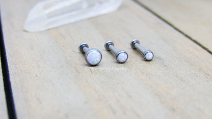 16g White opal titanium flat back labret set of 3 triple forward helix cartilage earrings hypoallergenic 1/4"-5/16" pick your anodized color - SirenBodyJewelry