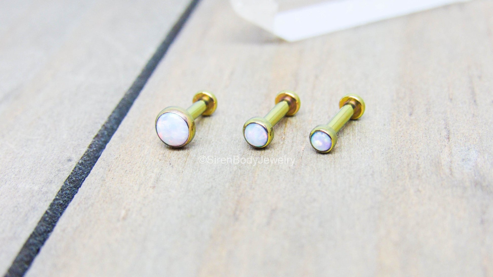 16g White Opal Titanium Flat Back Labret Set of 3 Triple Forward Helix Cartilage Earrings Hypoallergenic 5/16 Pick Your Anodized Color 16g 5/16 /